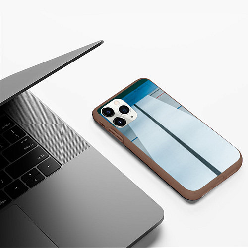 Чехол iPhone 11 Pro матовый Абстрактные линии и цветные пластины / 3D-Коричневый – фото 3