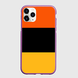 Чехол iPhone 11 Pro матовый Полосатый оранжевый с черной и белой полосой, цвет: 3D-фиолетовый