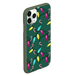 Чехол iPhone 11 Pro матовый Новогодняя гирлянда зеленая, цвет: 3D-темно-зеленый — фото 2