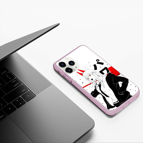 Чехол iPhone 11 Pro матовый Пауэр на белом фоне / 3D-Розовый – фото 3