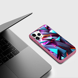 Чехол iPhone 11 Pro матовый Осколки голубовато-металлические, цвет: 3D-малиновый — фото 2