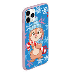 Чехол iPhone 11 Pro матовый Зайка с карамелью, цвет: 3D-розовый — фото 2