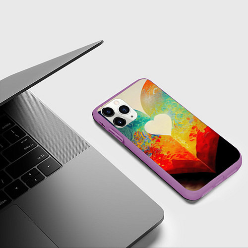 Чехол iPhone 11 Pro матовый Your heart / 3D-Фиолетовый – фото 3