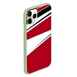Чехол iPhone 11 Pro матовый Красно черная геометрия на белом, цвет: 3D-салатовый — фото 2