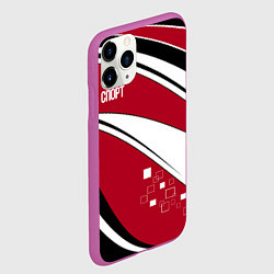 Чехол iPhone 11 Pro матовый Красно черная абстракция на белом спорт, цвет: 3D-фиолетовый — фото 2