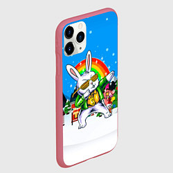 Чехол iPhone 11 Pro матовый Заяц и радуга, цвет: 3D-малиновый — фото 2