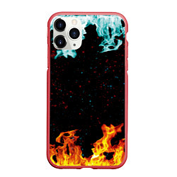 Чехол iPhone 11 Pro матовый Два костра, цвет: 3D-красный
