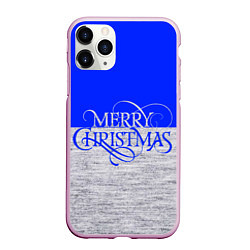 Чехол iPhone 11 Pro матовый Merry Christmas синий, цвет: 3D-розовый