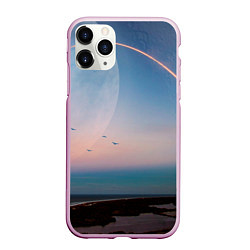 Чехол iPhone 11 Pro матовый Космос и планeты, цвет: 3D-розовый