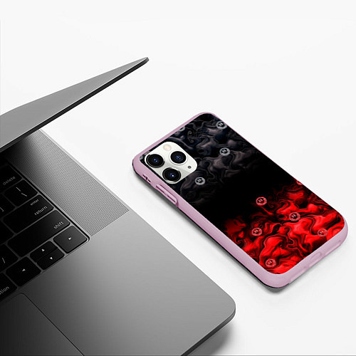 Чехол iPhone 11 Pro матовый Генезис абстракция и смайлы / 3D-Розовый – фото 3