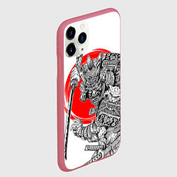 Чехол iPhone 11 Pro матовый Самурай с мечом на белом фоне, цвет: 3D-малиновый — фото 2