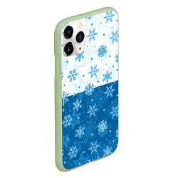 Чехол iPhone 11 Pro матовый Снежинки день - ночь, цвет: 3D-салатовый — фото 2