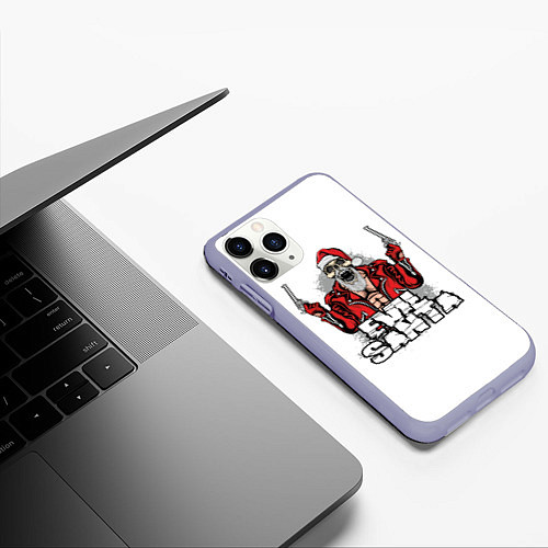 Чехол iPhone 11 Pro матовый Злой Санта / 3D-Светло-сиреневый – фото 3