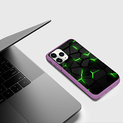 Чехол iPhone 11 Pro матовый Green neon steel, цвет: 3D-фиолетовый — фото 2