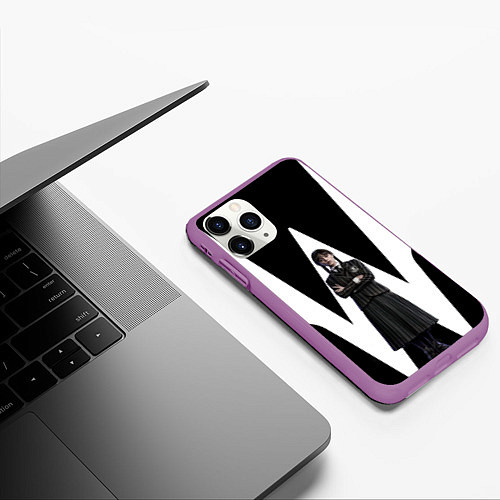 Чехол iPhone 11 Pro матовый Wednesday - значит W / 3D-Фиолетовый – фото 3
