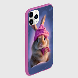 Чехол iPhone 11 Pro матовый Ушастик в вязаной шапочке, цвет: 3D-фиолетовый — фото 2