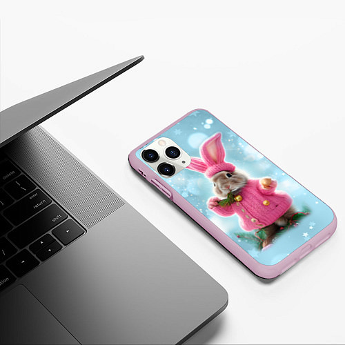 Чехол iPhone 11 Pro матовый Зайка в розовом / 3D-Розовый – фото 3
