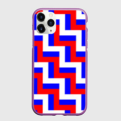 Чехол iPhone 11 Pro матовый Плетение триколор, цвет: 3D-фиолетовый
