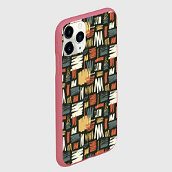 Чехол iPhone 11 Pro матовый Узор штрихованный, цвет: 3D-малиновый — фото 2