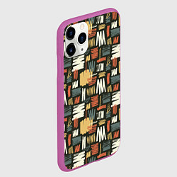 Чехол iPhone 11 Pro матовый Узор штрихованный, цвет: 3D-фиолетовый — фото 2