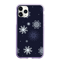 Чехол iPhone 11 Pro матовый Снежная ночь, цвет: 3D-светло-сиреневый