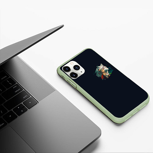 Чехол iPhone 11 Pro матовый Повелительница зверей и дочь волчицы / 3D-Салатовый – фото 3