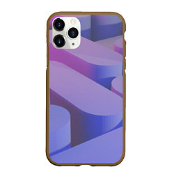 Чехол iPhone 11 Pro матовый Абстрактные фиолетовые прямоугольники со скругленн, цвет: 3D-коричневый