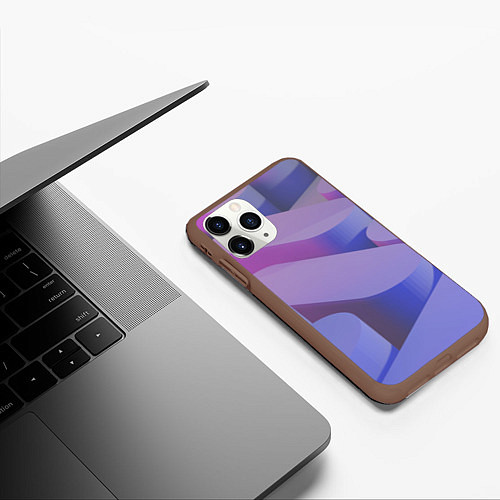 Чехол iPhone 11 Pro матовый Абстрактные фиолетовые прямоугольники со скругленн / 3D-Коричневый – фото 3
