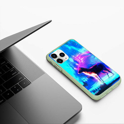 Чехол iPhone 11 Pro матовый Благородный олень / 3D-Салатовый – фото 3