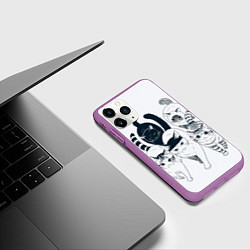 Чехол iPhone 11 Pro матовый Любопытные кошки, цвет: 3D-фиолетовый — фото 2