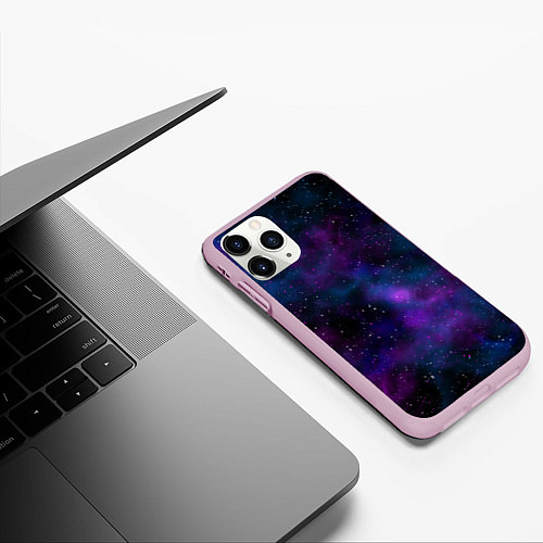 Чехол iPhone 11 Pro матовый Космос с галактиками / 3D-Розовый – фото 3