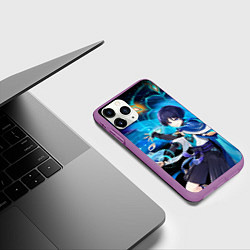 Чехол iPhone 11 Pro матовый Странник: Genshin impact, цвет: 3D-фиолетовый — фото 2