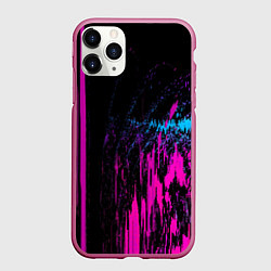 Чехол iPhone 11 Pro матовый Фиолетовые линии и нейроны, цвет: 3D-малиновый