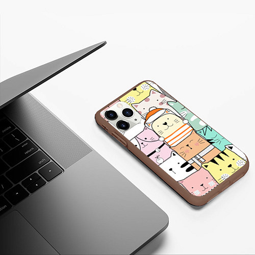 Чехол iPhone 11 Pro матовый Котики и кошечки / 3D-Коричневый – фото 3