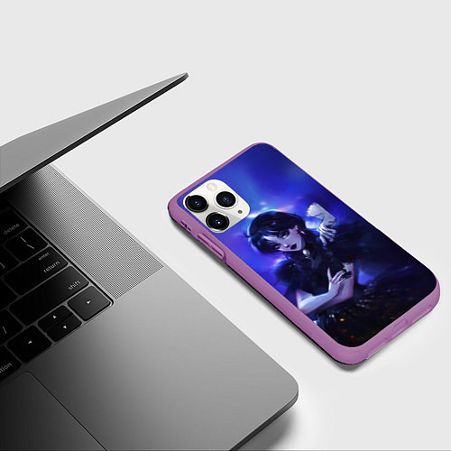 Чехол iPhone 11 Pro матовый Wednesday and Thing / 3D-Фиолетовый – фото 3