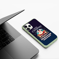 Чехол iPhone 11 Pro матовый Любимому папочке - с Новым годом, цвет: 3D-салатовый — фото 2