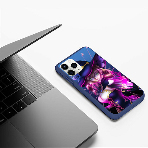 Чехол iPhone 11 Pro матовый Genshin Impact Лиза / 3D-Тёмно-синий – фото 3