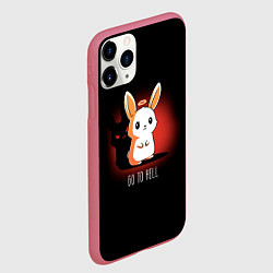 Чехол iPhone 11 Pro матовый Кролик чёртик, цвет: 3D-малиновый — фото 2