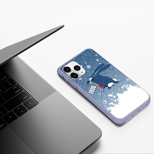 Чехол iPhone 11 Pro матовый Напряженный зайка / 3D-Светло-сиреневый – фото 3