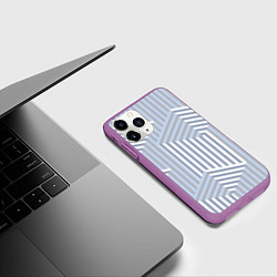 Чехол iPhone 11 Pro матовый Строгий геометрический узор, цвет: 3D-фиолетовый — фото 2