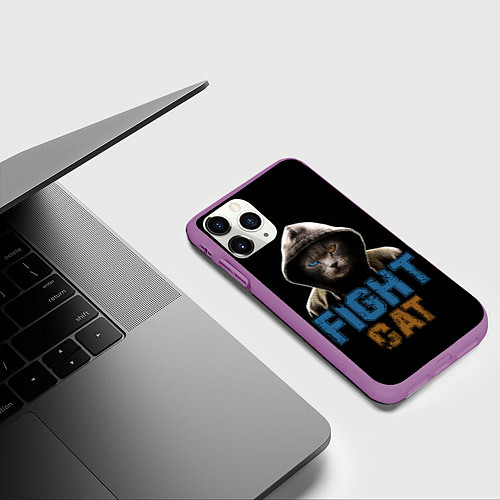 Чехол iPhone 11 Pro матовый Бойцовский клуб : бойцовский кот / 3D-Фиолетовый – фото 3