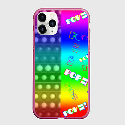 Чехол iPhone 11 Pro матовый Pop it радуга, цвет: 3D-малиновый