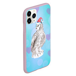 Чехол iPhone 11 Pro матовый Филин в новогодней шапке, цвет: 3D-розовый — фото 2