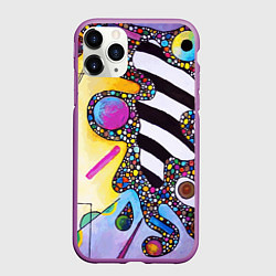 Чехол iPhone 11 Pro матовый Василий Кандинский Абстрактная композиция, цвет: 3D-фиолетовый