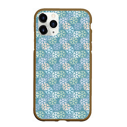 Чехол iPhone 11 Pro матовый Узор из разноцветных снежинок, цвет: 3D-коричневый