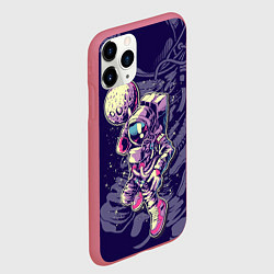 Чехол iPhone 11 Pro матовый Космонавт с луной, цвет: 3D-малиновый — фото 2