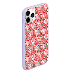 Чехол iPhone 11 Pro матовый Маски лисиц кицунэ и цветущая камелия, цвет: 3D-светло-сиреневый — фото 2