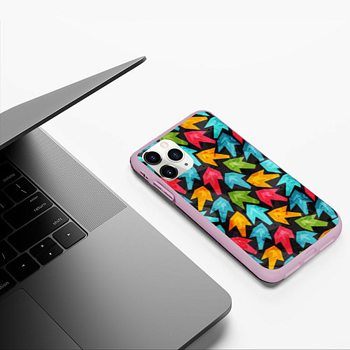 Чехол iPhone 11 Pro матовый Разноцветные стрелы / 3D-Розовый – фото 3