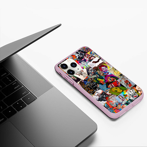 Чехол iPhone 11 Pro матовый Art Trash / 3D-Розовый – фото 3