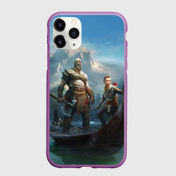 Чехол iPhone 11 Pro матовый Кратос c Атреем, цвет: 3D-фиолетовый
